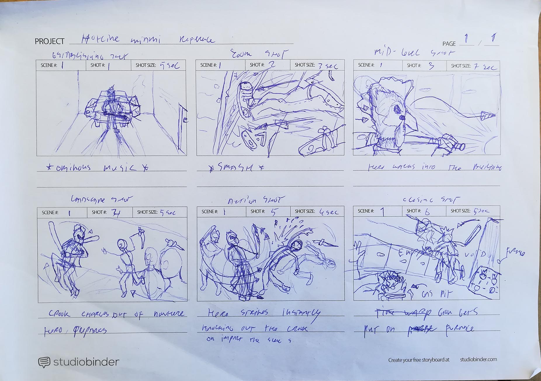 film Project storyboard