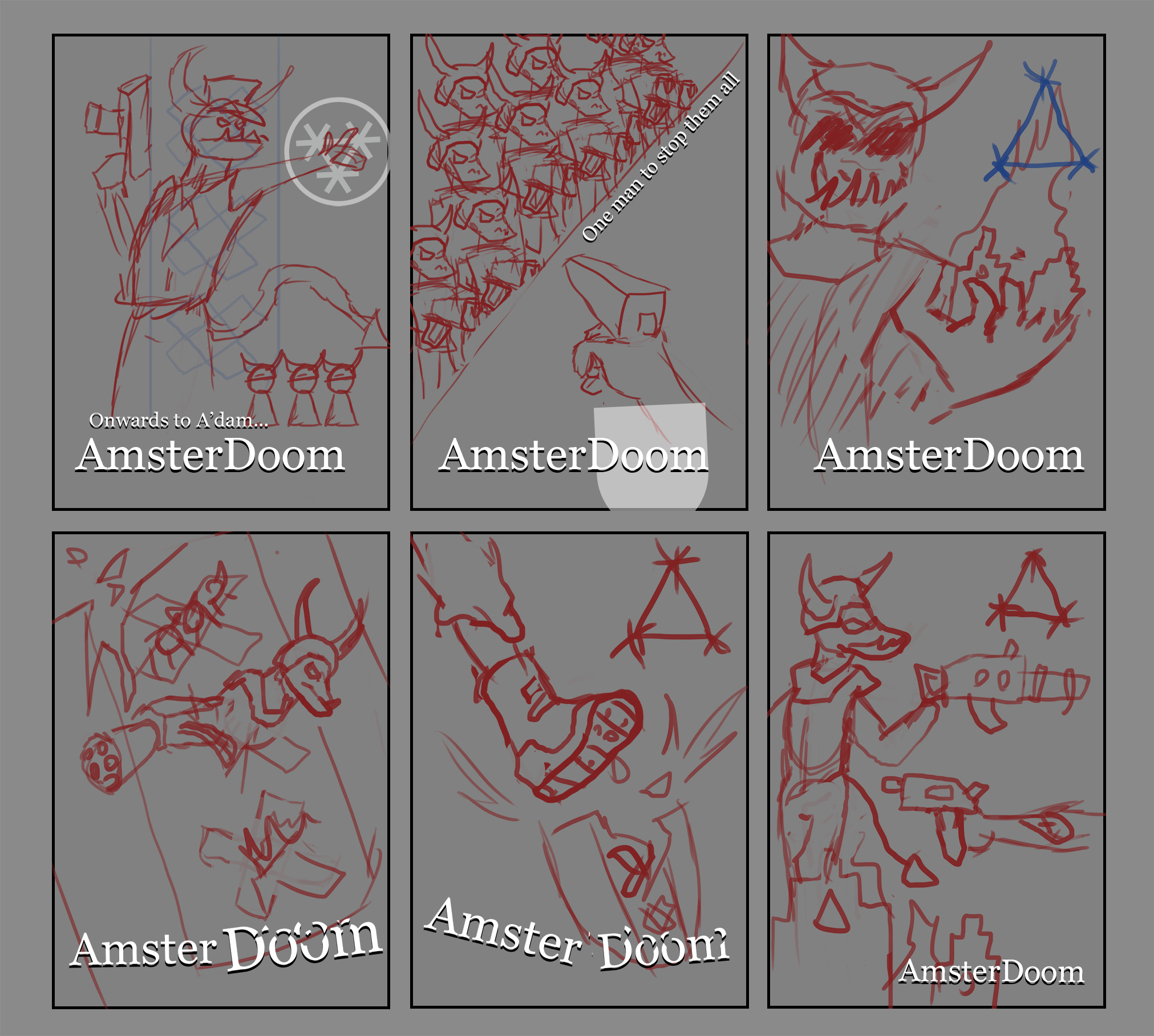 Poster thumbnail sketches during design