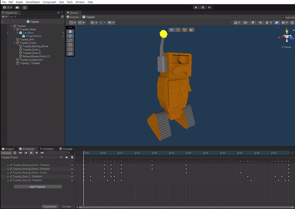 Toy robot punching animation workflow