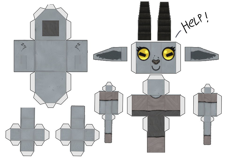 Papercraft preview of the goat character